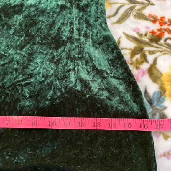Vintage Jacob Mini Dress Womens S Green Crushed Velvet Low Back 90s Whimsygoth - Picture 9 of 10